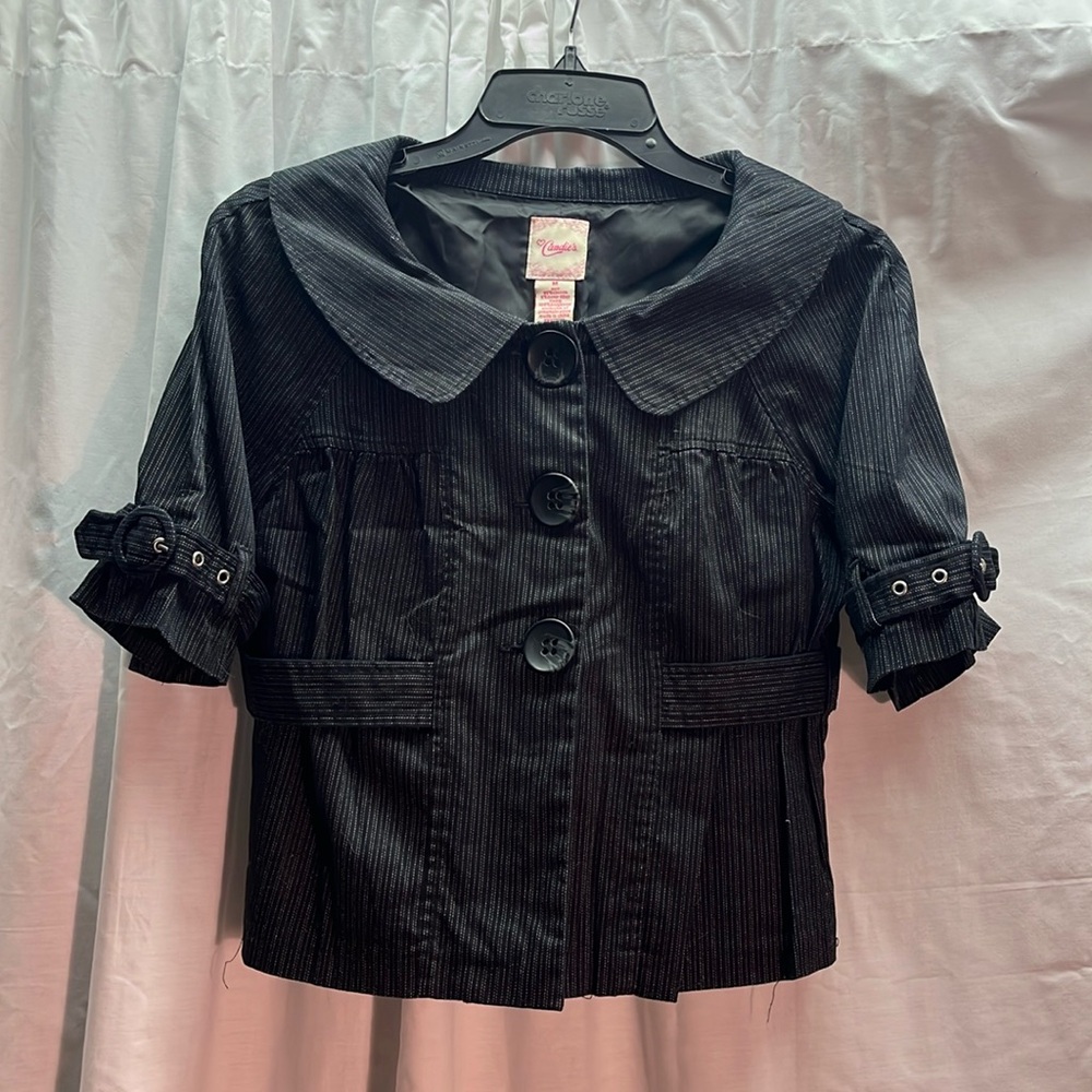 Black jacket with pinstripes